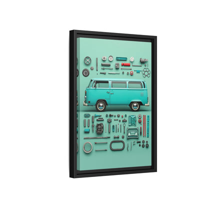 Blue Classic Van Framed Canvas