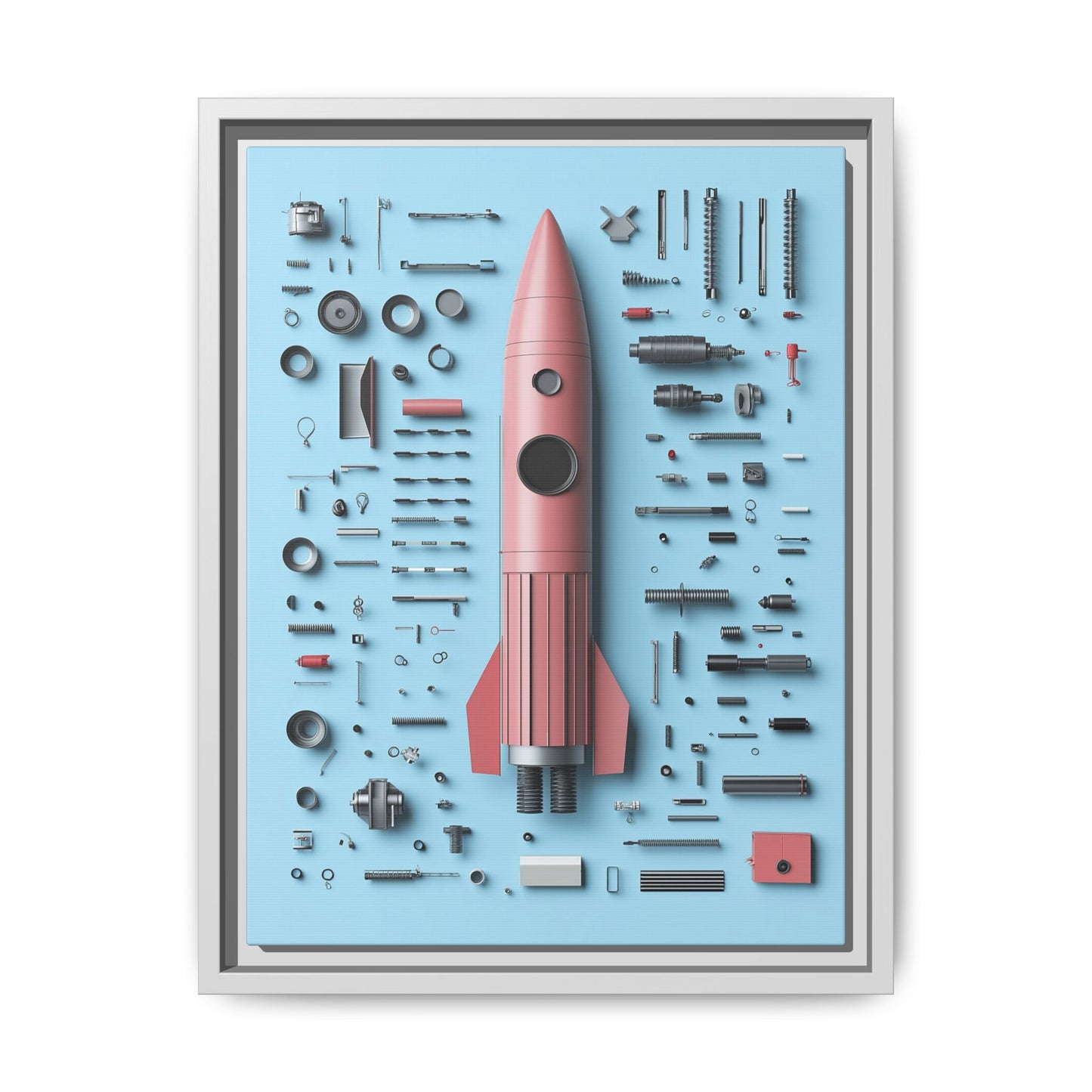 Pink Rocket Framed Canvas