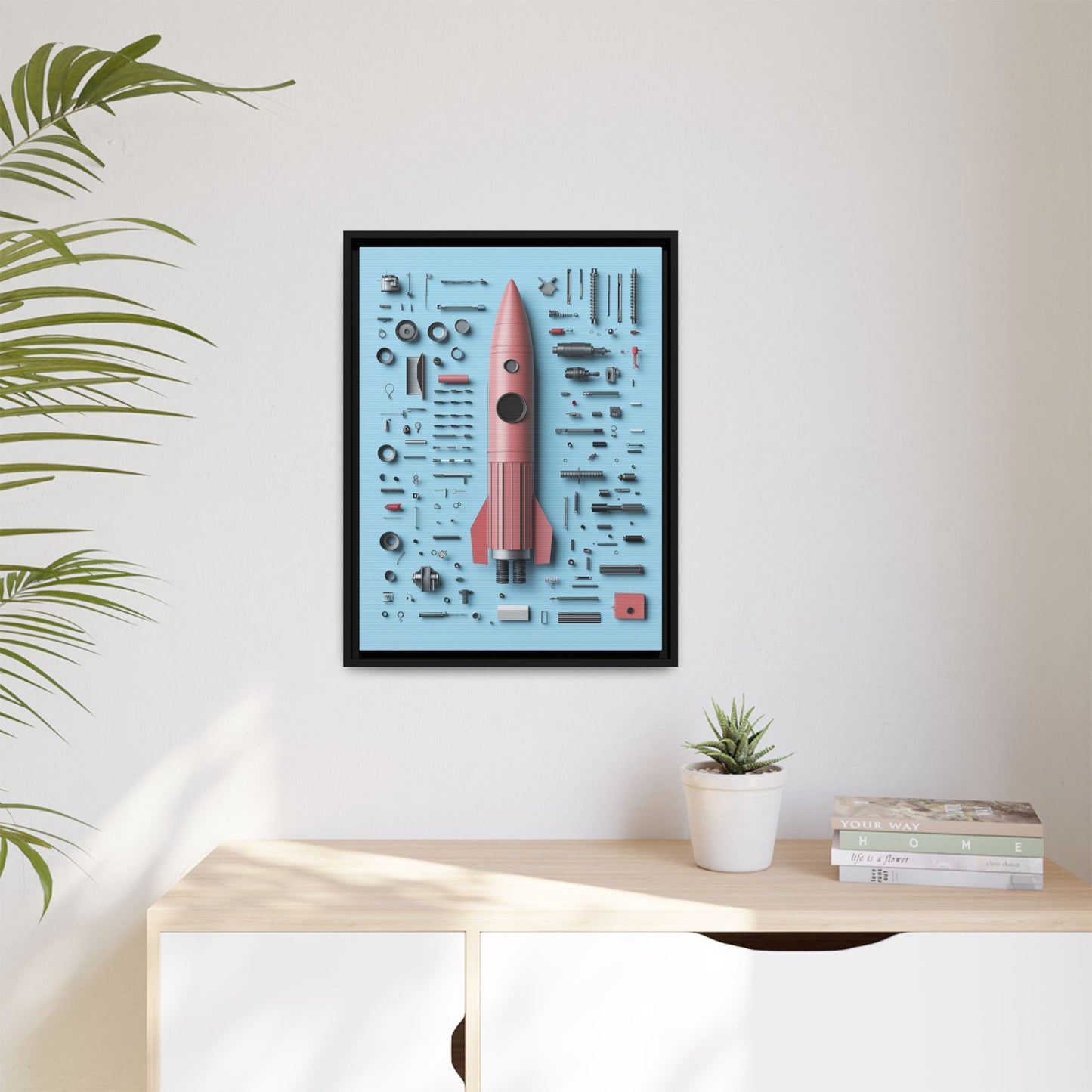Pink Rocket Framed Canvas