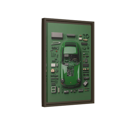 Green Classic Porsche Framed Canvas