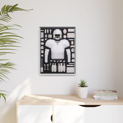 American Football Black Framed Canvas