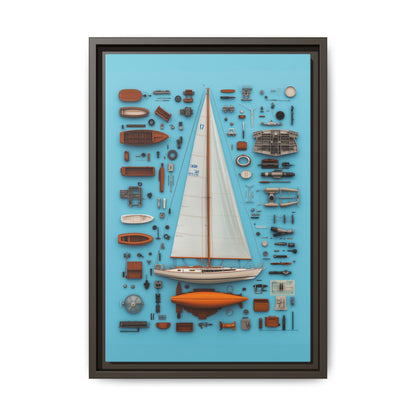 Sailboat White Framed Canvas