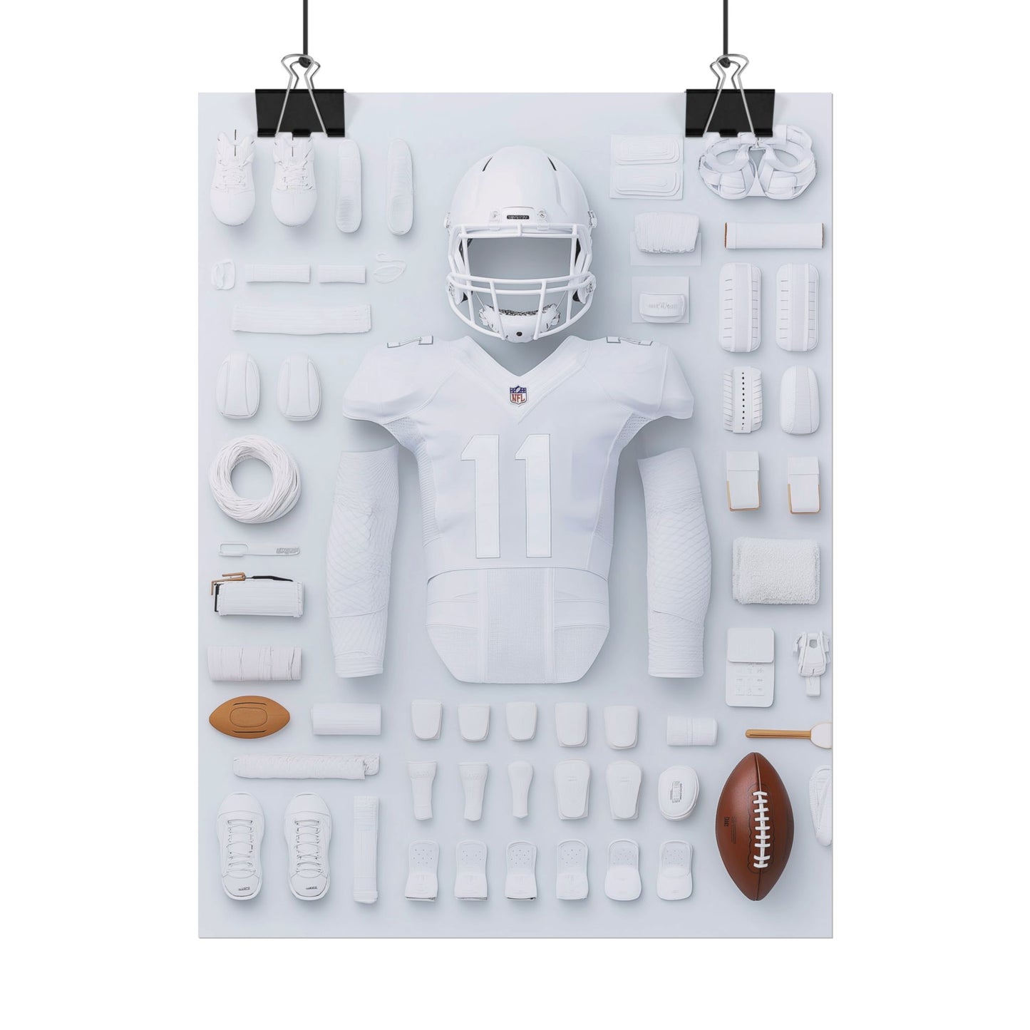 American Football White Rolled Poster