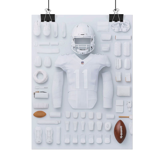 American Football White Rolled Poster