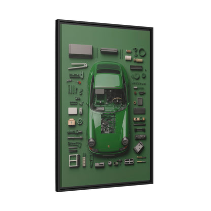 Green Classic Porsche Framed Canvas