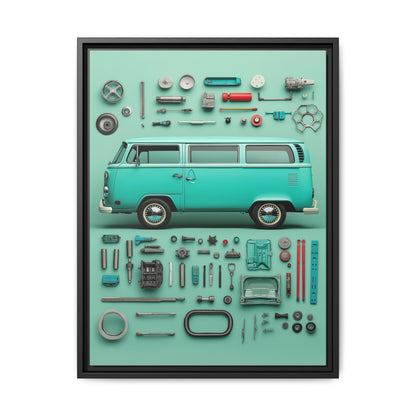 Blue Classic Van Framed Canvas