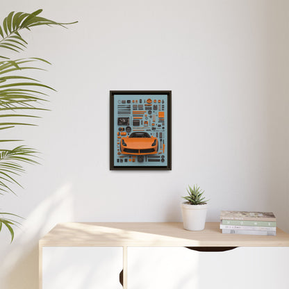 Orange Ferrari Framed Canvas