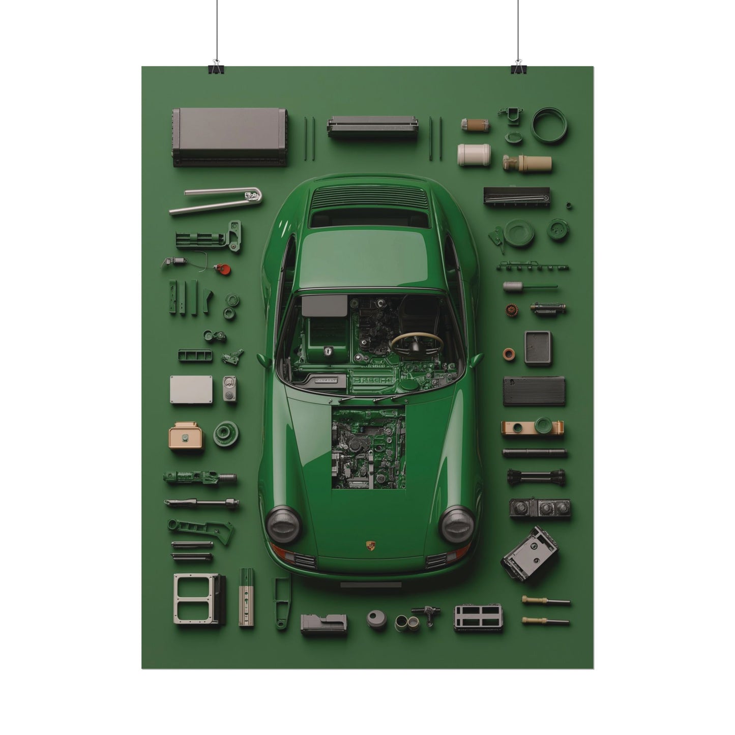 Green Classic Porsche Rolled Poster