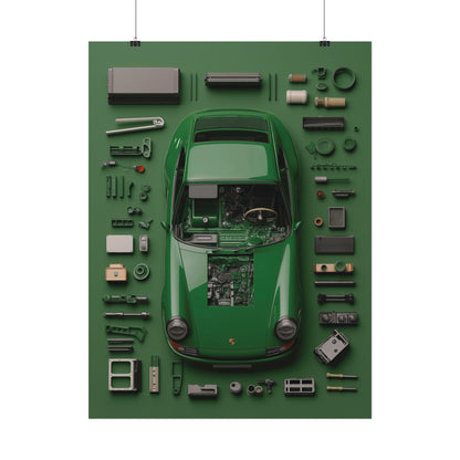 Green Classic Porsche Rolled Poster