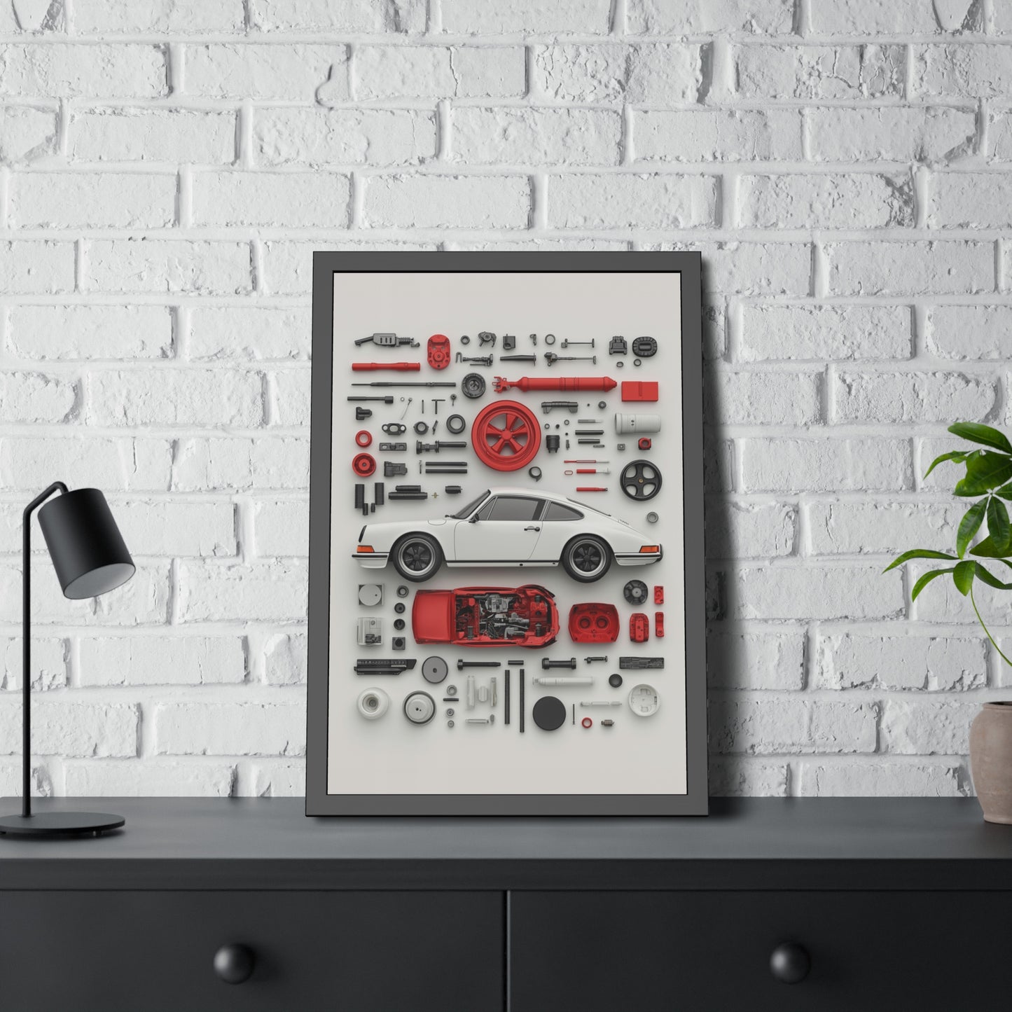White Classic Porsche Framed Poster US