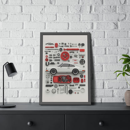White Classic Porsche Framed Poster US