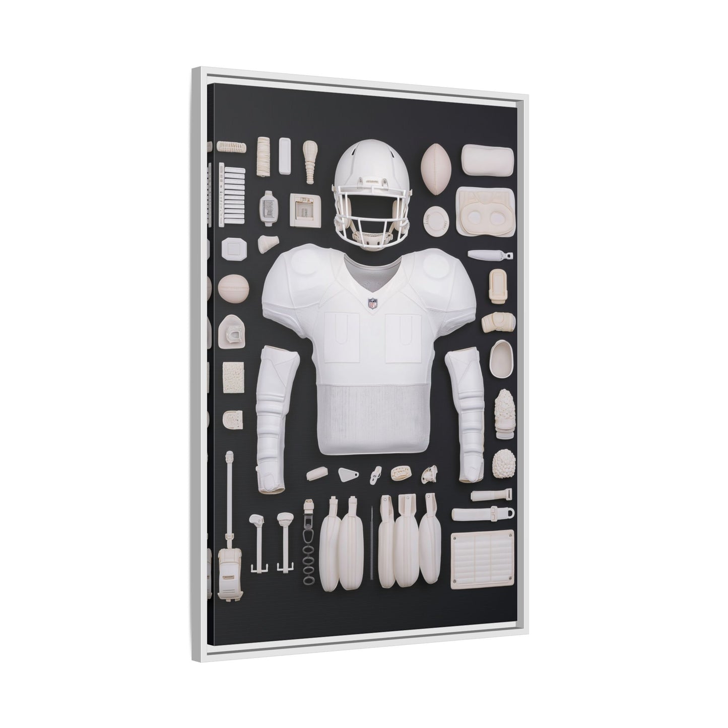 American Football Black Framed Canvas