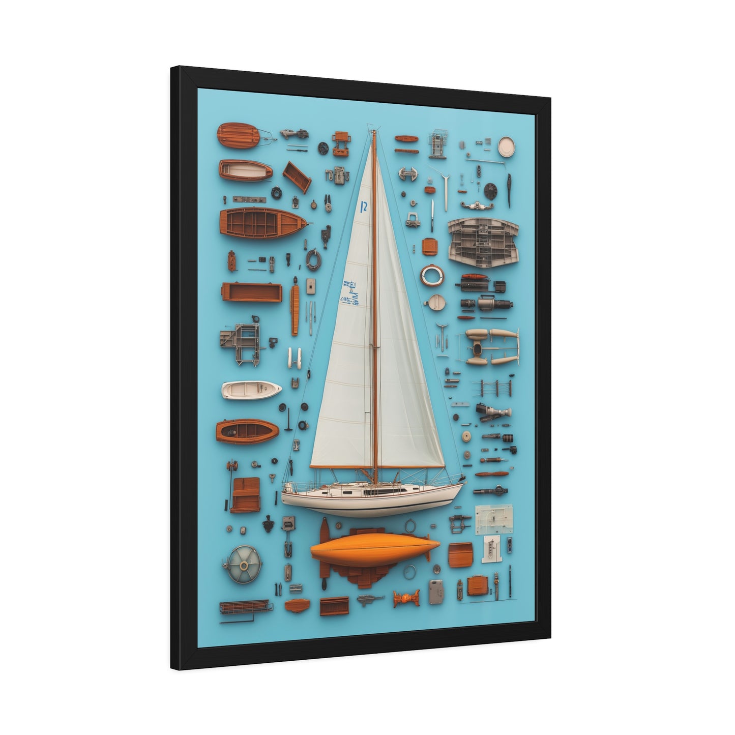 Sailboat White Framed Poster US
