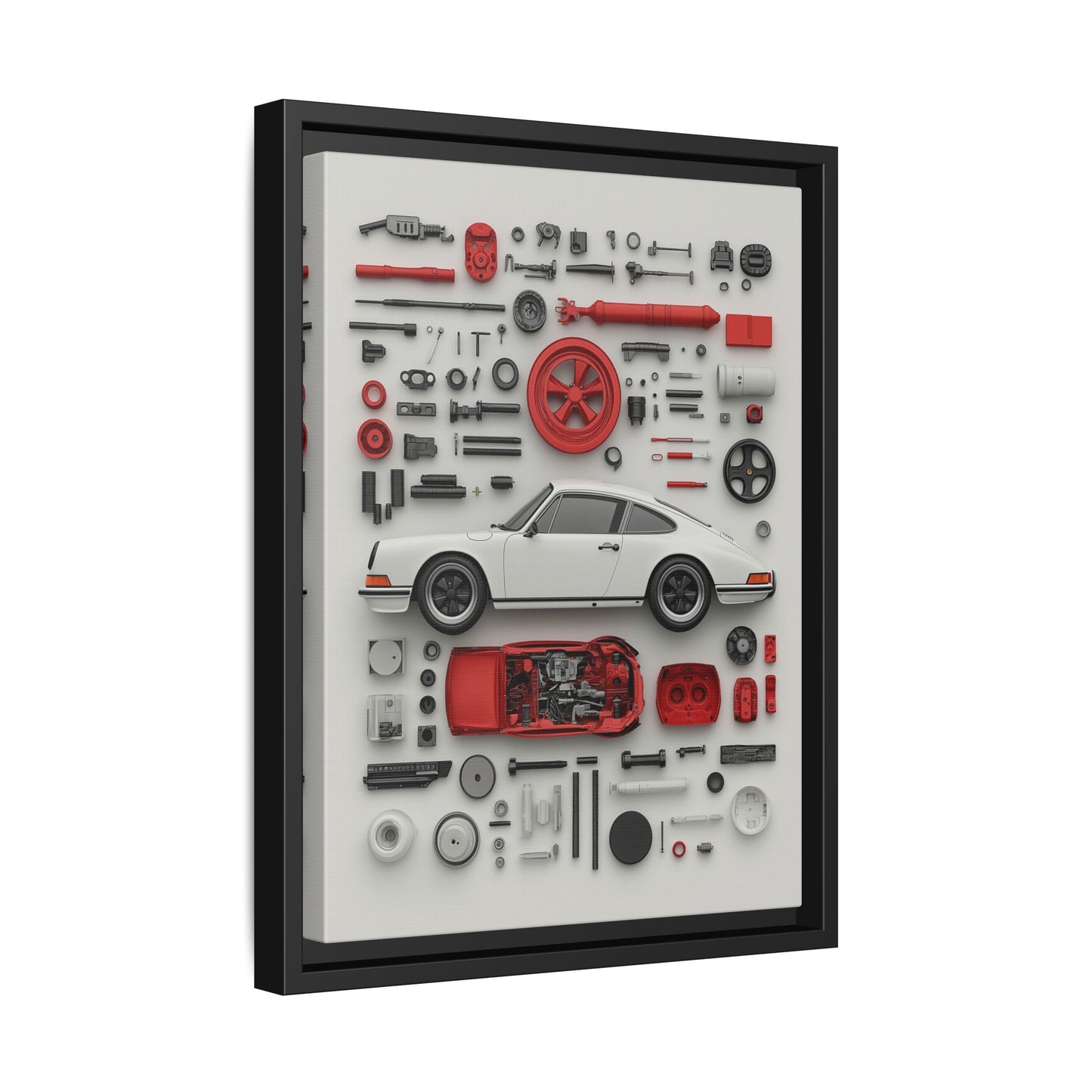 White Classic Porsche Framed Canvas
