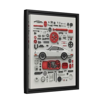 White Classic Porsche Framed Canvas
