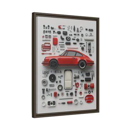 Red Classic Porsche Framed Canvas