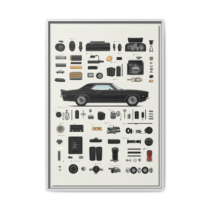 Black Mustang Framed Canvas