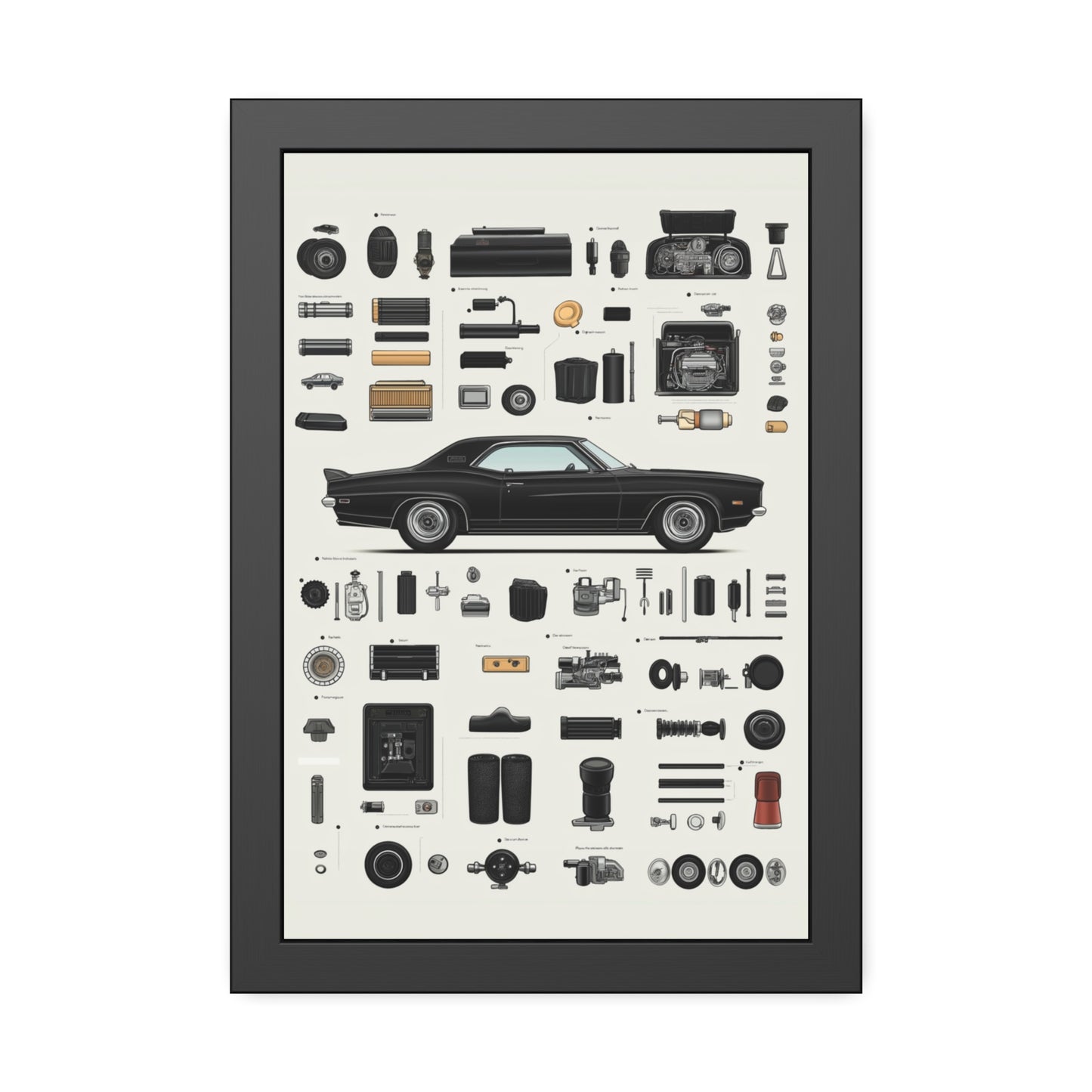 Black Mustang Framed Poster US