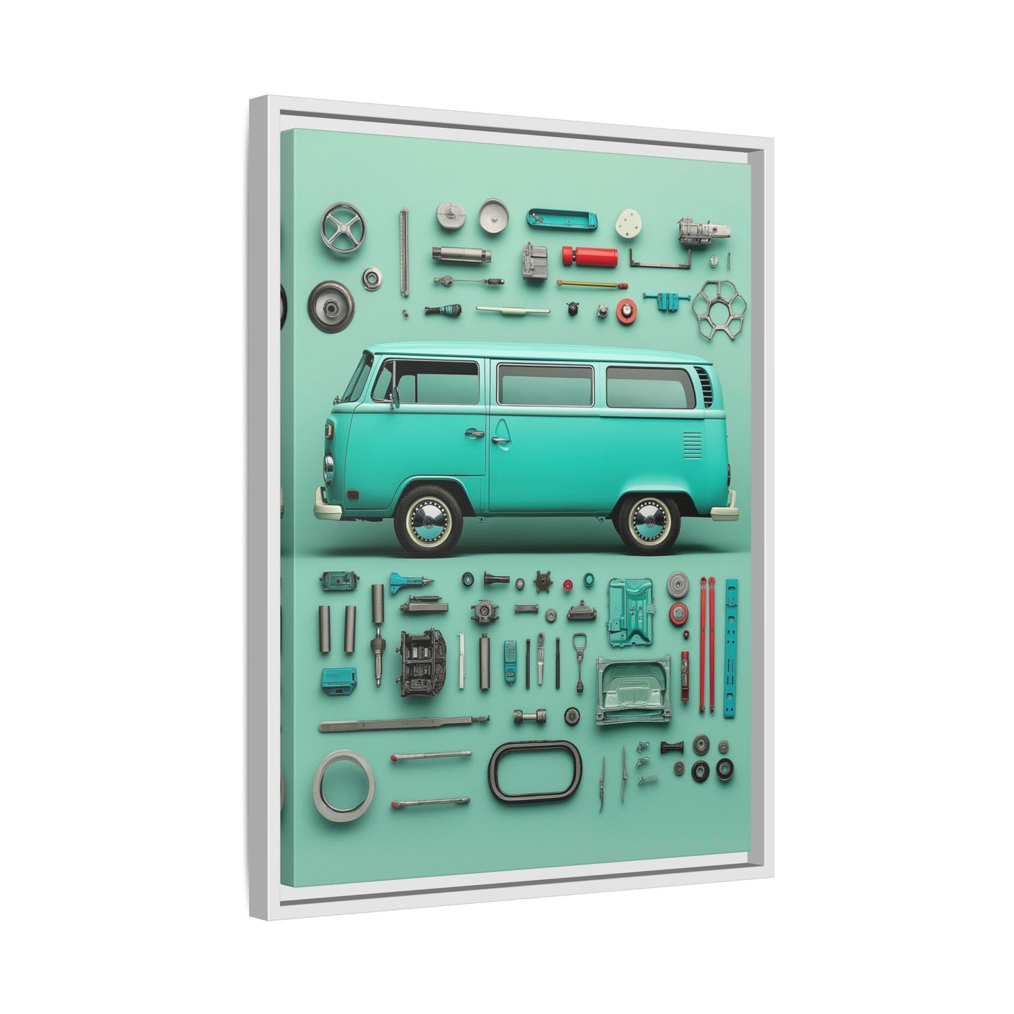 Blue Classic Van Framed Canvas