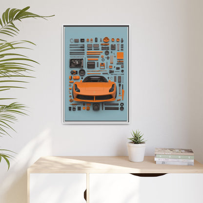 Orange Ferrari Framed Canvas