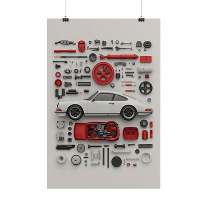 White Classic Porsche Rolled Poster