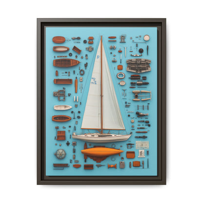 Sailboat White Framed Canvas