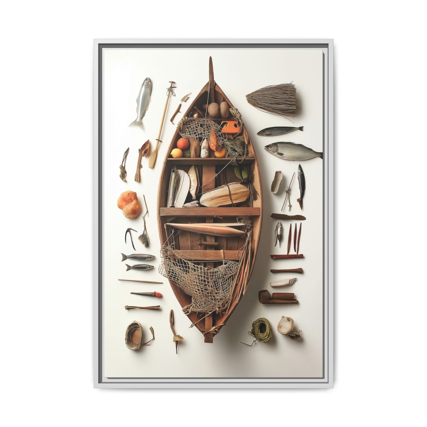 Fisher Boat Framed Canvas