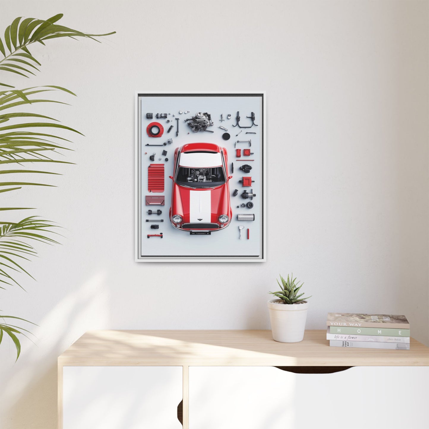 Mini Cooper Mod Framed Canvas