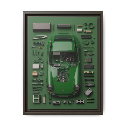 Green Classic Porsche Framed Canvas