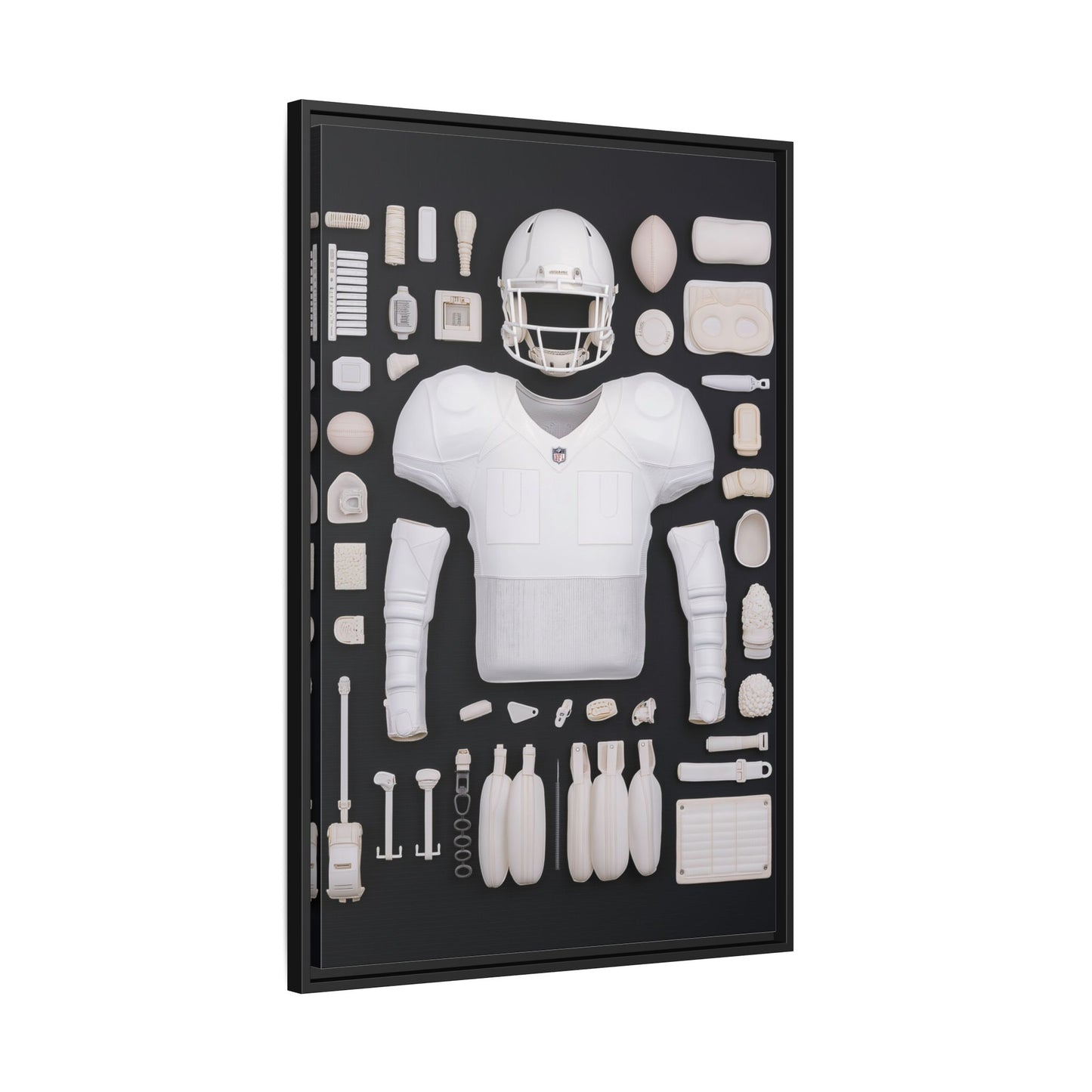 American Football Black Framed Canvas