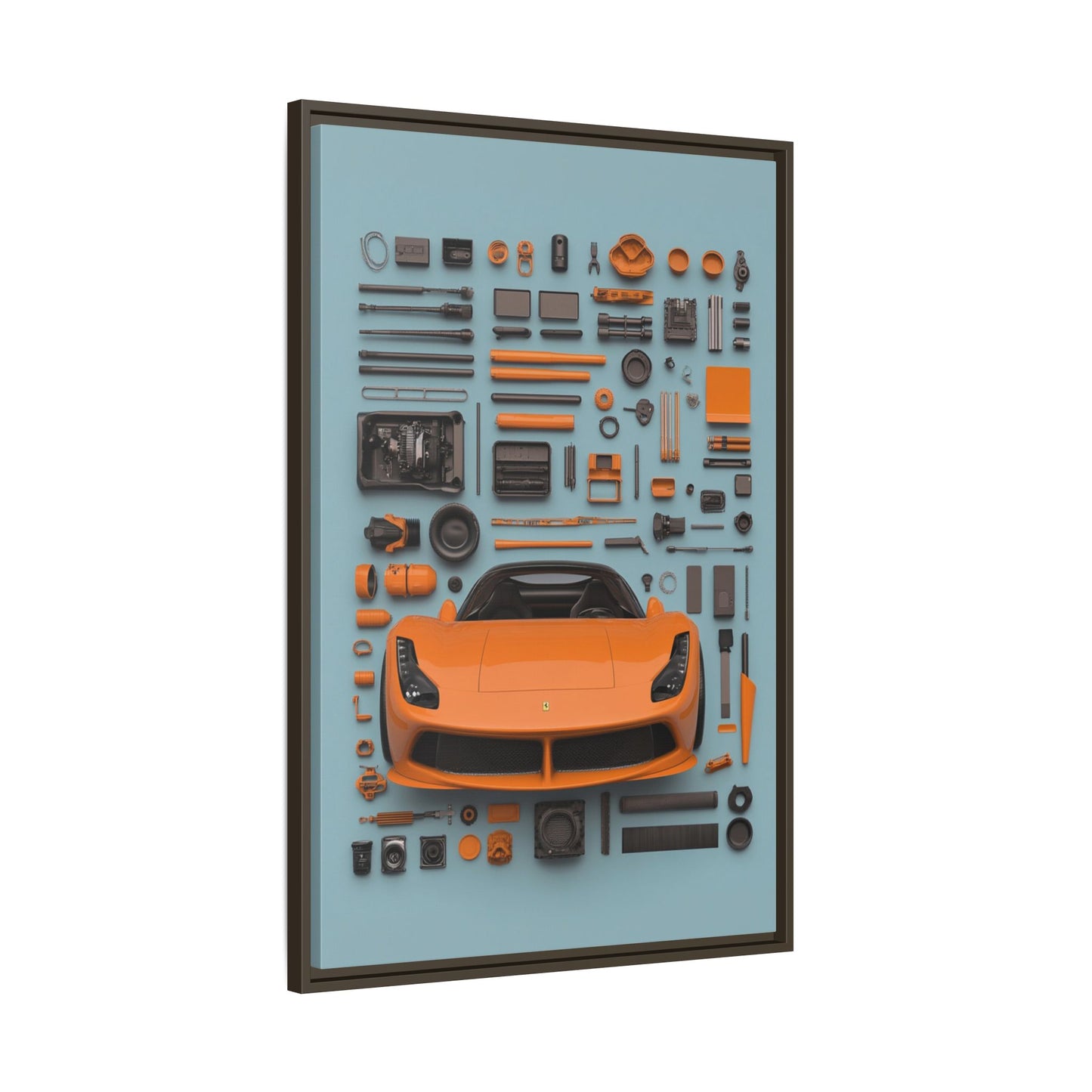 Orange Ferrari Framed Canvas