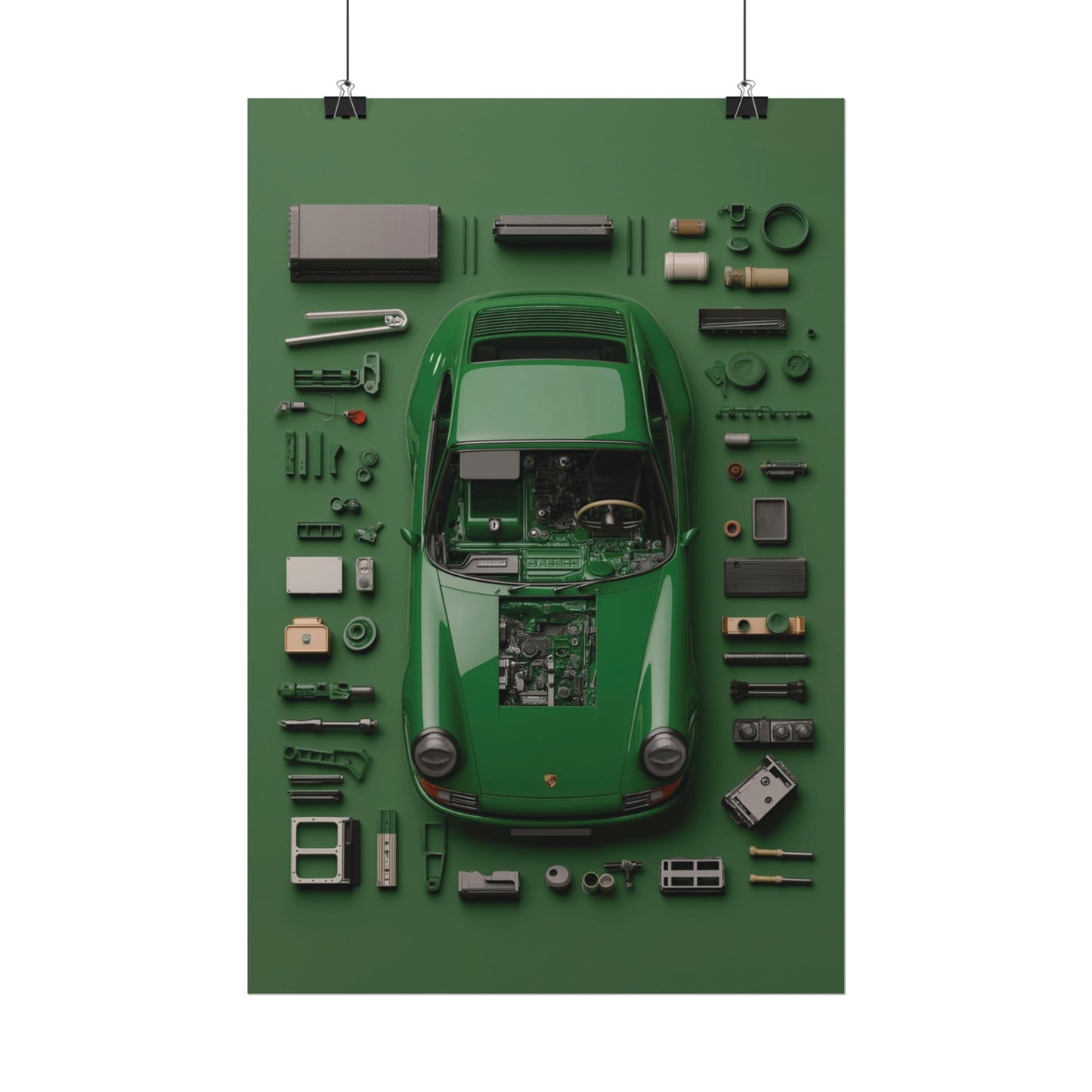 Green Classic Porsche Rolled Poster