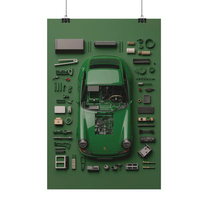 Green Classic Porsche Rolled Poster