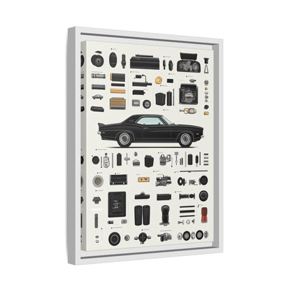 Black Mustang Framed Canvas