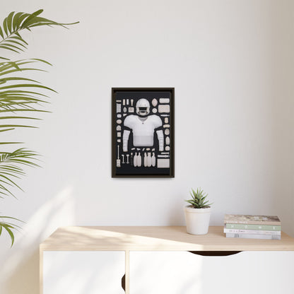American Football Black Framed Canvas