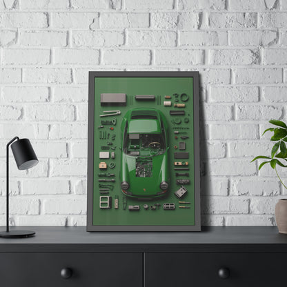Green Classic Porsche Framed Poster US