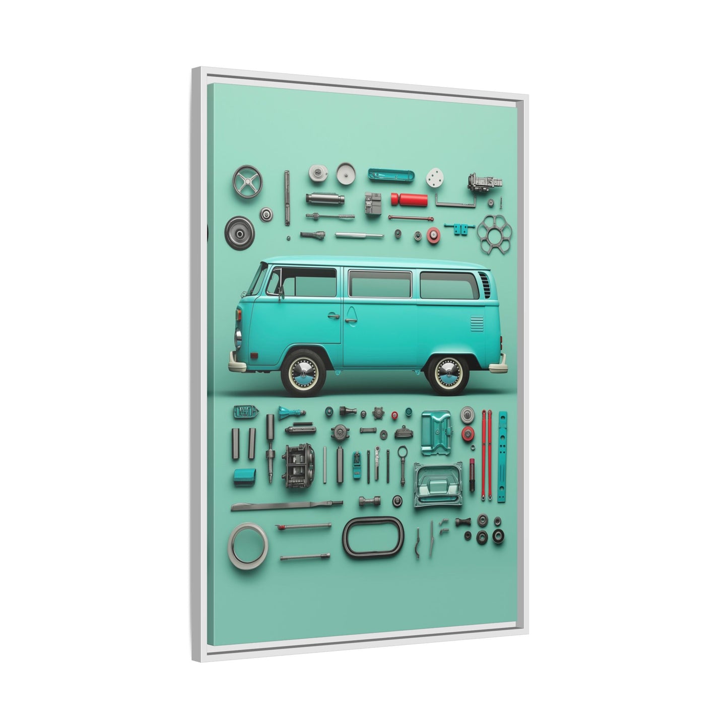 Blue Classic Van Framed Canvas