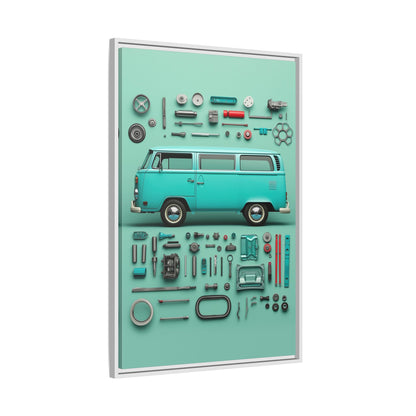 Blue Classic Van Framed Canvas