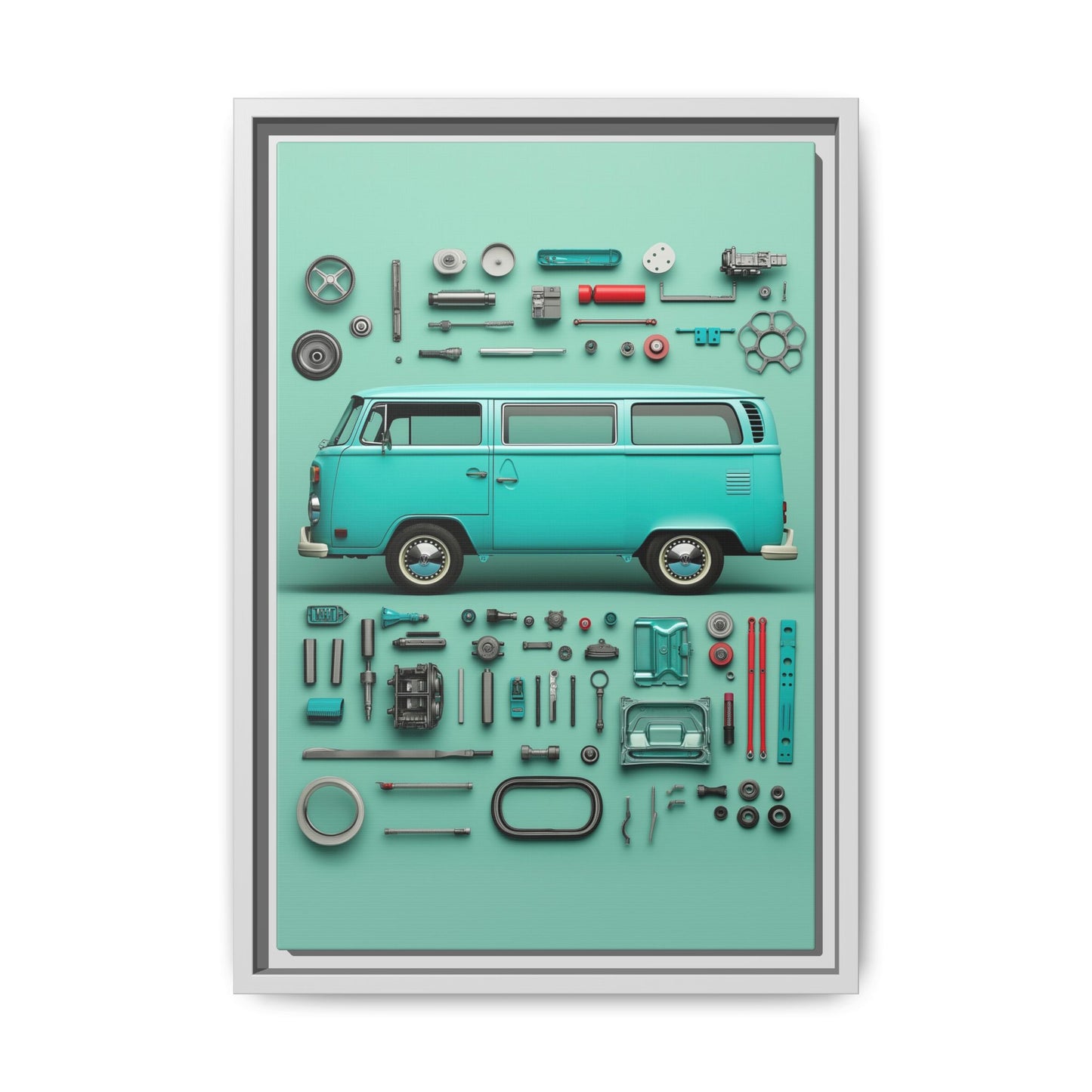 Blue Classic Van Framed Canvas