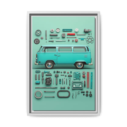 Blue Classic Van Framed Canvas