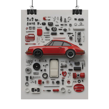 Red Classic Porsche Rolled Poster
