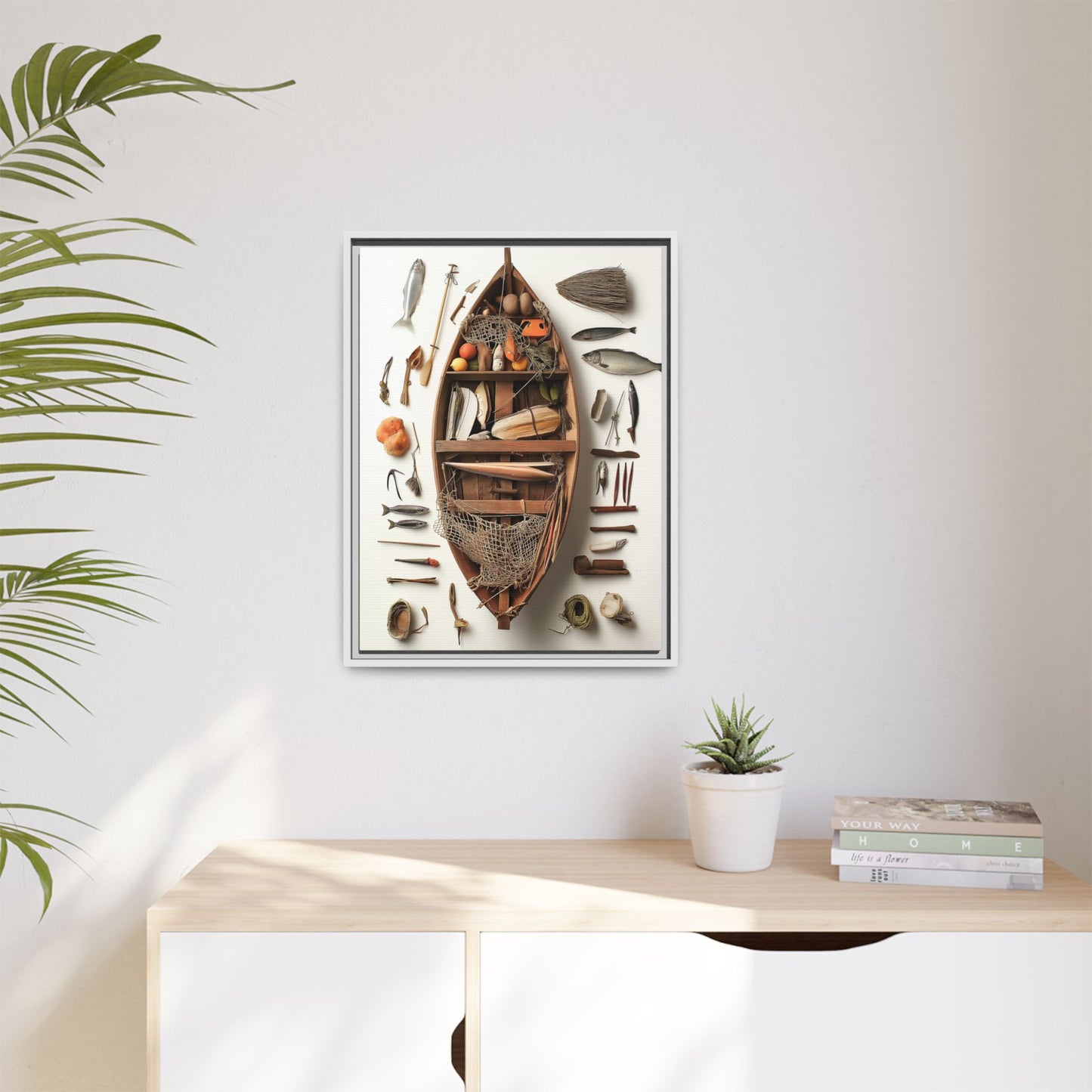 Fisher Boat Framed Canvas