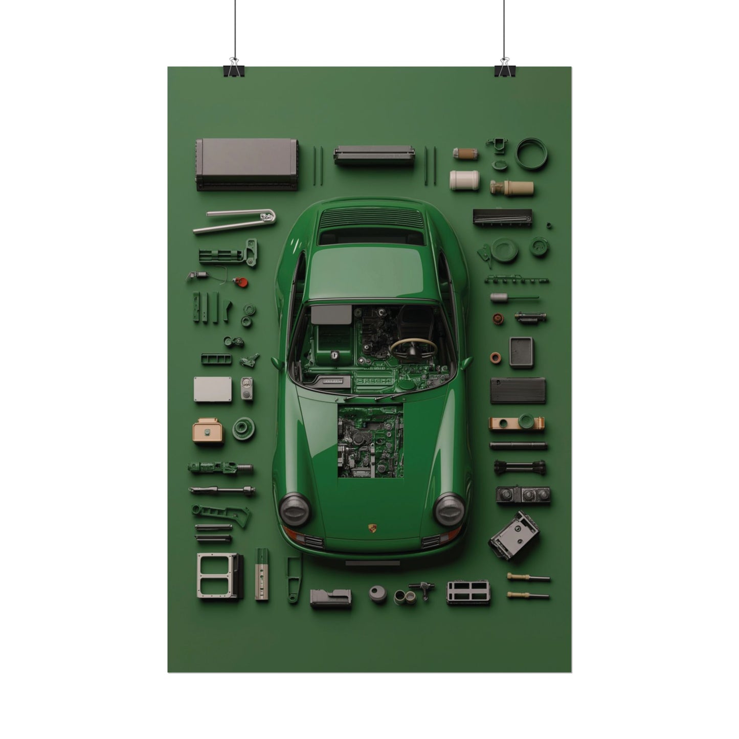 Green Classic Porsche Rolled Poster