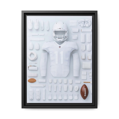 American Football White Framed Canvas