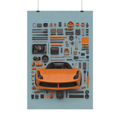 Orange Ferrari Rolled Poster