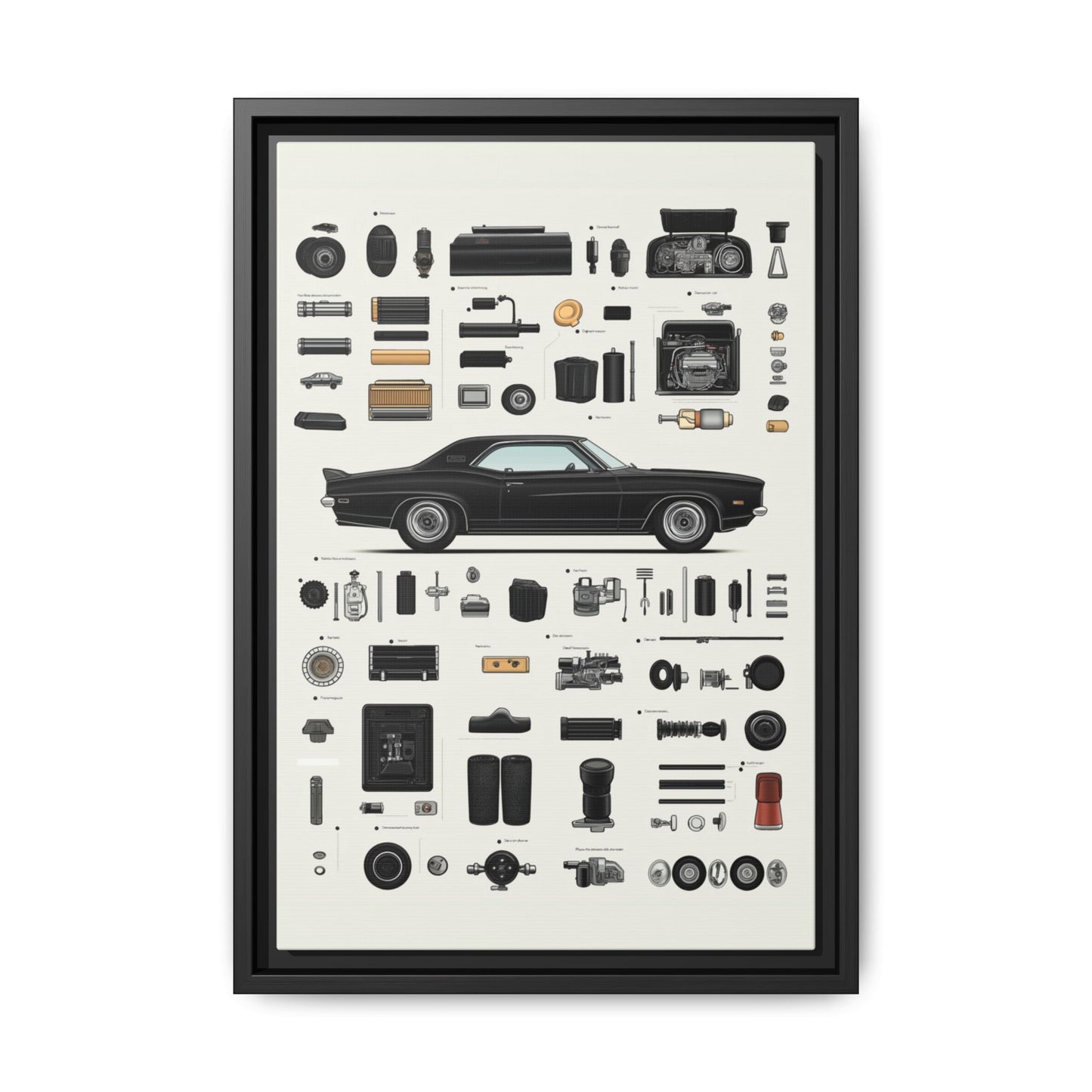 Black Mustang Framed Canvas