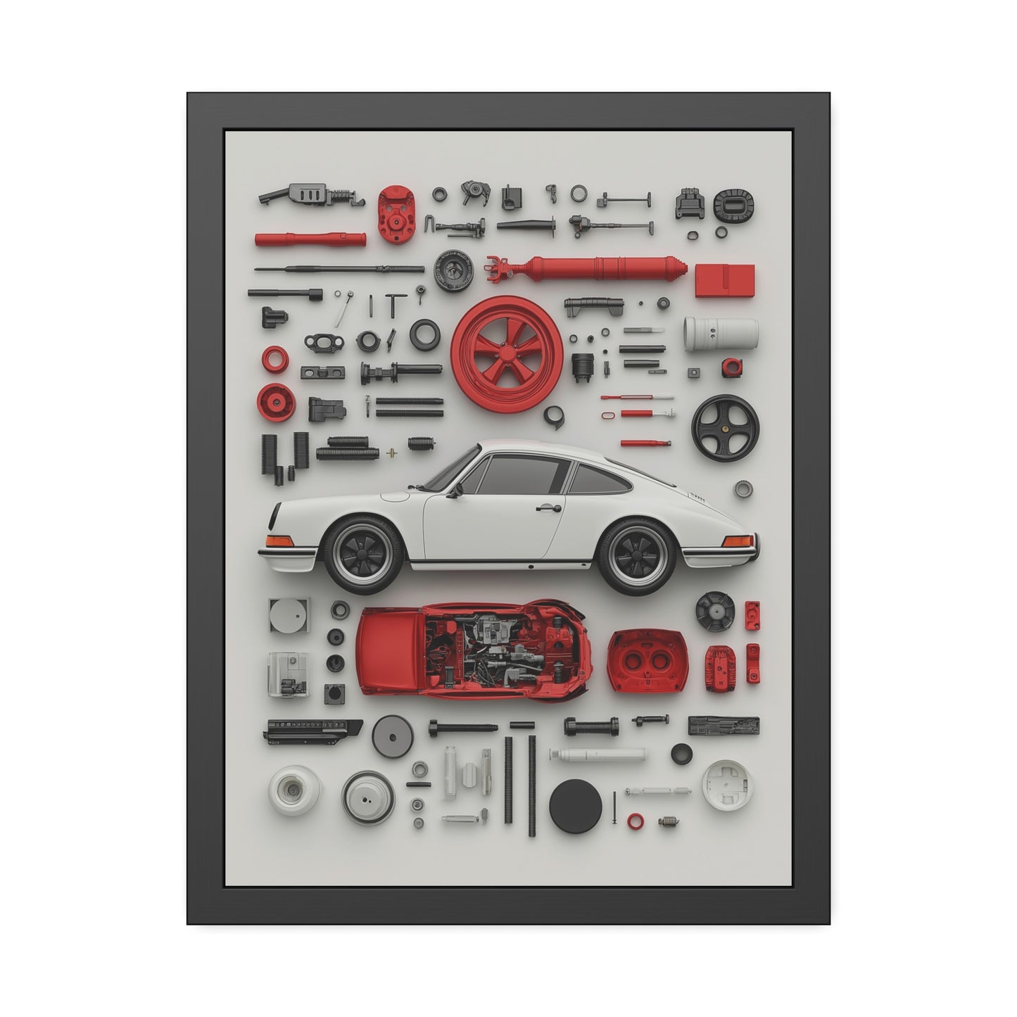 White Classic Porsche Framed Poster US