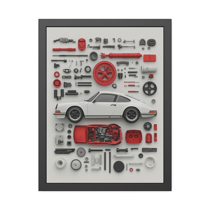 White Classic Porsche Framed Poster US
