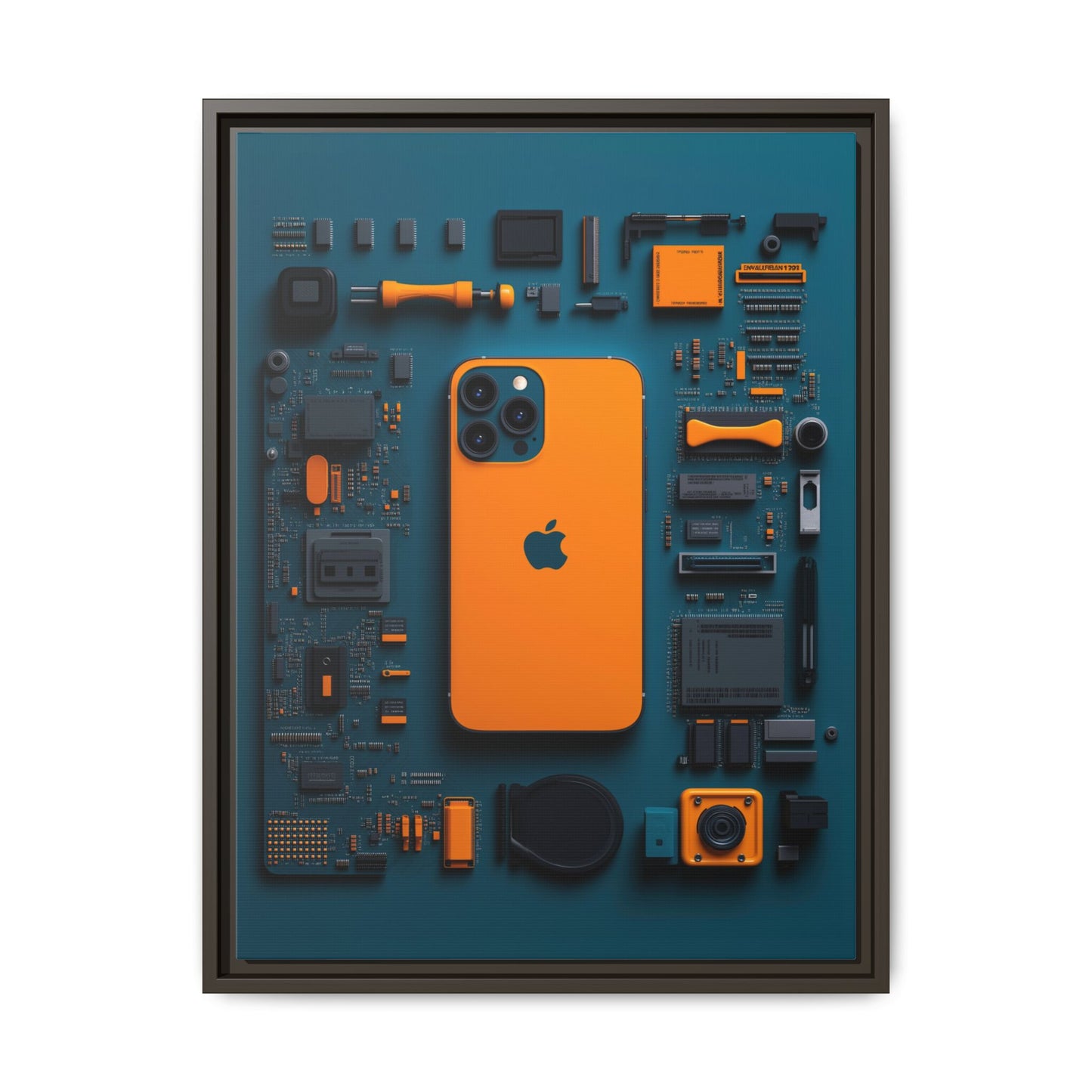 IPhone Orange Framed Canvas
