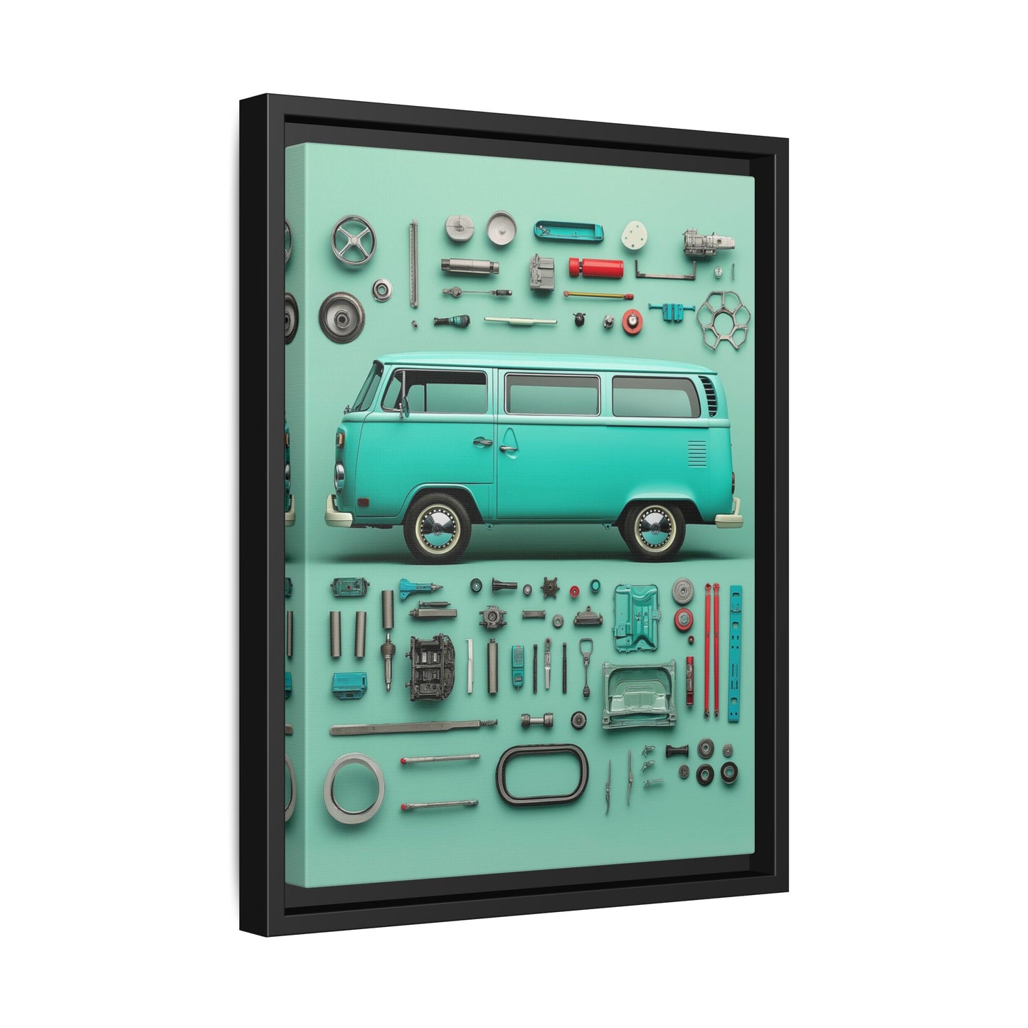 Blue Classic Van Framed Canvas